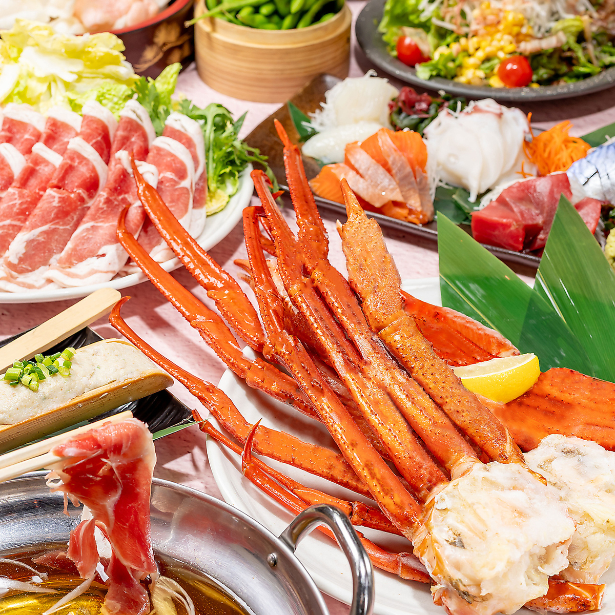 【飲み放題付き】かに盛り・ラムしゃぶコースをご用意◎