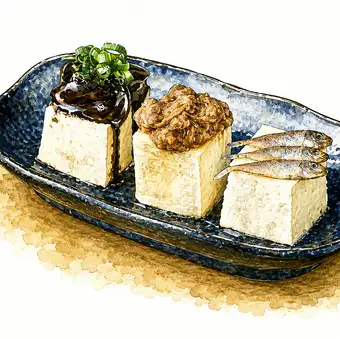 島豆腐と3種の珍味 <珍味>