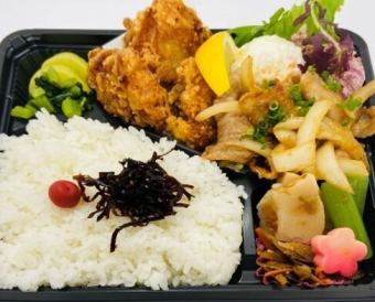 鶏からあげ&豚バラ生姜焼き