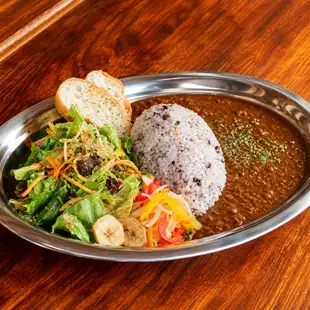 Mixed grain rice chicken spice curry (plate)