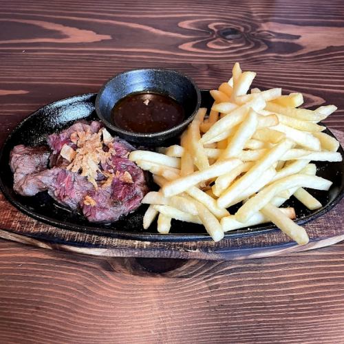 juicy beef steak with potatoes