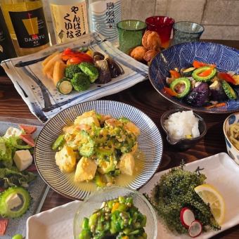 《飲み放題付き》島豆富とSPAMのサラダから沖縄角煮やグルクンの唐揚げで沖縄食材満載の夏コース