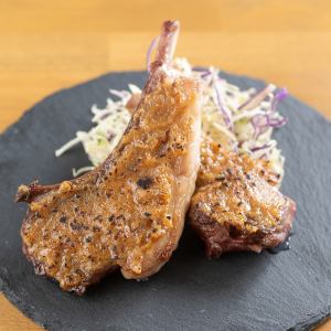 2 lamb chops with Japanese pepper walnut miso