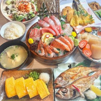 【７０００円コース】《のどぐろ塩焼き》＋《お造り6種》＋《能登牛ユッケ》＋2時間飲み放題付き