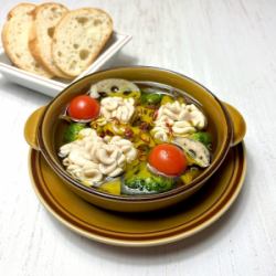 白子と加賀蓮根のアヒージョ