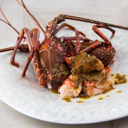 『<寿司>おまかせ伊勢海老コース』寿司8貫に伊勢海老と黒樺牛のWステーキ含む《全10品》料理のみ