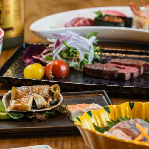 Experience the live atmosphere with all your senses! Enjoy the finest "Kurokaba beef" grilled on a teppanyaki grill.