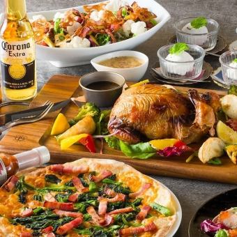 【12月限定】自家製ローストチキンの忘年会ナイツアメカジコース120分飲み放題付4000円