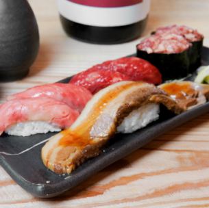 Assortment of 3 types of meat conger eel and meat fatty tuna