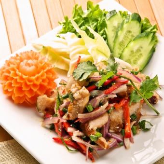 Nam Tott Moo (spicy pork and herb salad)
