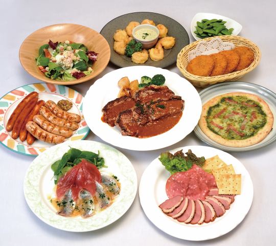 6/1～　【2時間飲み放題付】サーロインステーキがメイン「ダイナミックパック」全9品5,500円
