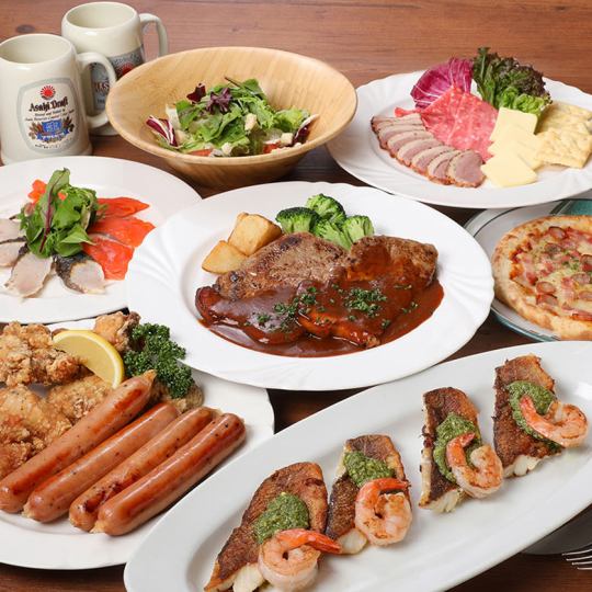 Starting April 1st: [All-you-can-drink included] "Dynamic Pack" featuring grilled pork shoulder loin as the main dish - 7 dishes in total, 6,000 yen