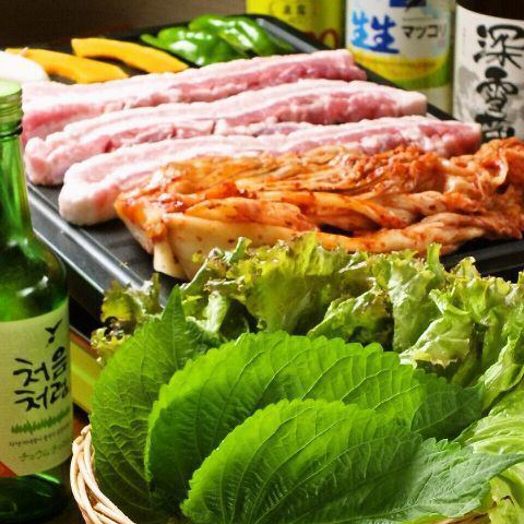 8 dishes including domestic samgyeopsal, 2 hours all-you-can-drink, 4,378 yen