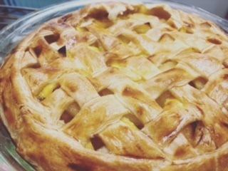 Freshly baked custard apple pie
