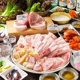 [Reservation required!] Premium all-you-can-eat and drink with domestic Samgyeopsal and shoulder loin (Hitachi Shina) 2 hours 4730 yen