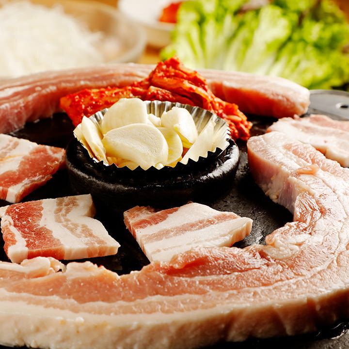 120分飲み放題付極厚サムギョプサル極薄サムギョプサル食べ放題