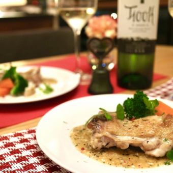 Enjoy Tochio-produced Niigata chicken "Torachiyodori" [Tochio Wine Pairing Course] 9 dishes with 4 drinks for 9,900 yen