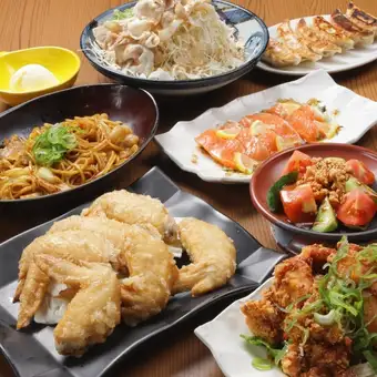 【まじめや堪能コース】生ビールOK!最大３h!サーモンカルパッチョ/名物餃子付き!5000円⇒4000円!