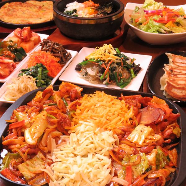 [Korean food that you can enjoy at a great price ♪] Cheese Dak-galbi course <9 dishes in total> 3,800 yen ♪