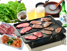 「铁板烧烤肉套餐」4,000日元<共10道菜>附带2小时生啤酒和无限畅饮♪