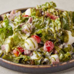 烤牛肉丁和馬蘇里拉羅勒凱撒沙拉