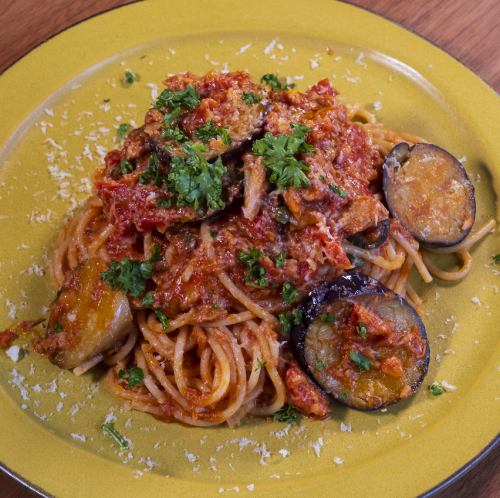 ナスとツナのマリナーラパスタ