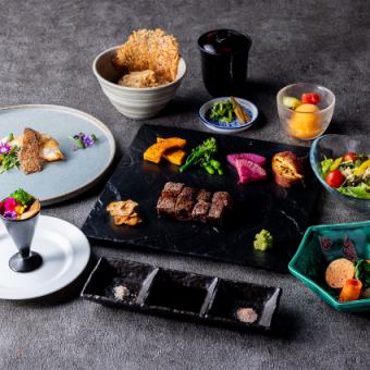 【ディナーみゆき】旬魚と黒毛和牛ランプ120gの会席【全8品9,300円(税込)】