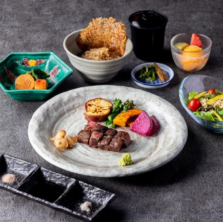 【ディナーあずま】季節野菜3種と黒毛和牛ランプ60gの鉄板焼会席 【全6品8,200円(税込)】