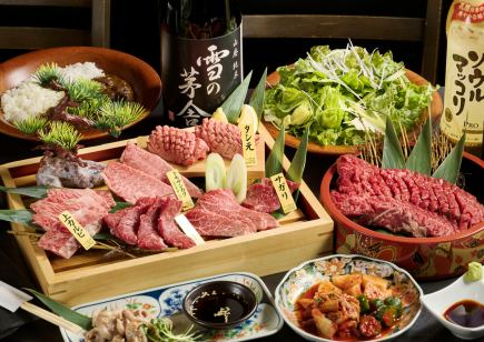 【飲放90分付】良い肉三昧コース《肉盛り合わせ6種、キングハラミなど堪能》8500円(税込)