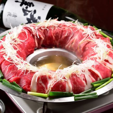 [2 hours all-you-can-drink included] Kumamoto horse sashimi and Sakura-style meat hotpot course - You rarely see a hotpot like this!