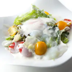 Caesar salad with raw ham