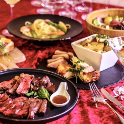 【歓送迎会のおもてなしに】国産牛ステーキ2種食べ比べ 2h飲み放題付きコース◇  4500yen