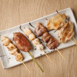 Assortment of 5 types of yakitori