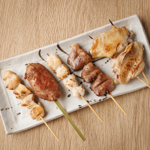 Assortment of 5 types of yakitori