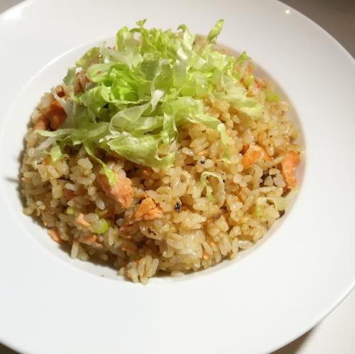 Salmon and lettuce fried rice
