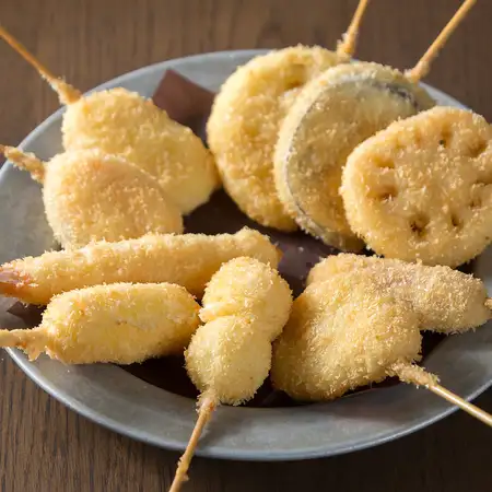 【グルテンフリー串カツ10本コース】米粉の衣でサクッと!※+1980円(税込)で120分飲み放題付き◎