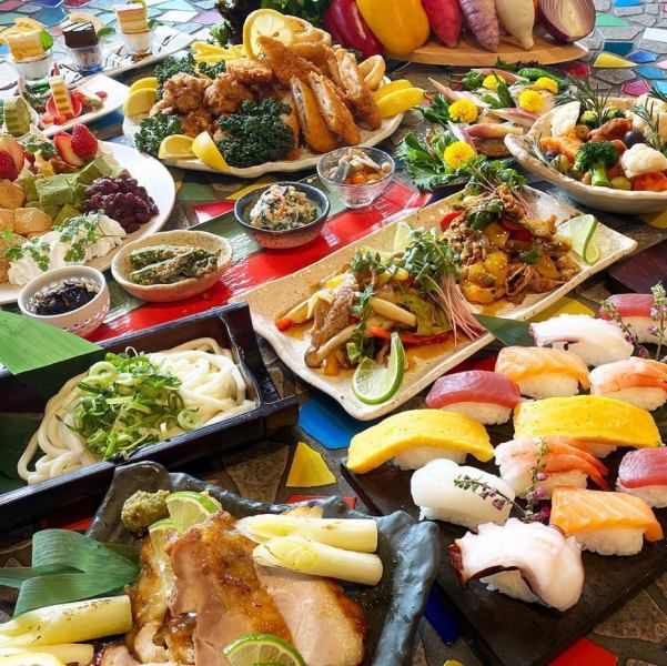 超过60种日式西餐的自助餐♪合理的价格范围降低了日式料理的难度...