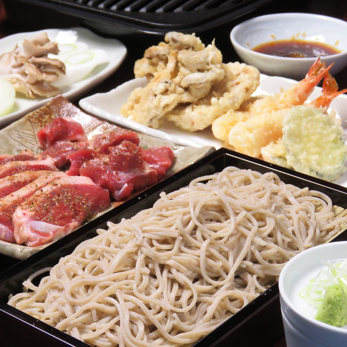 Enjoy delicious soba, duck meat, and tempura for a little anniversary ..