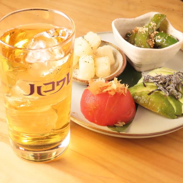 初めてのご来店におすすめ♪日替わりおつまみとワンドリンクセットで1200円♪