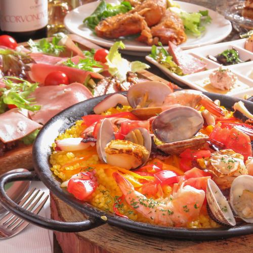 [Recommended for welcoming and farewell parties♪] Authentic Mediterranean bounty! Seafood paella course with all-you-can-drink for 5,000 yen♪