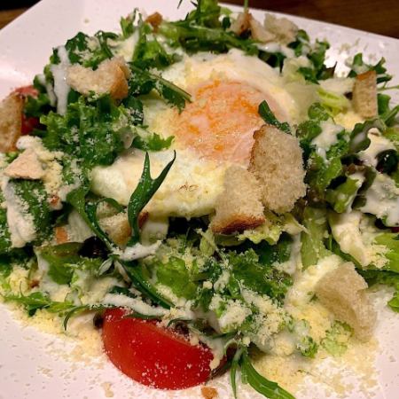 Soft-boiled egg Caesar salad