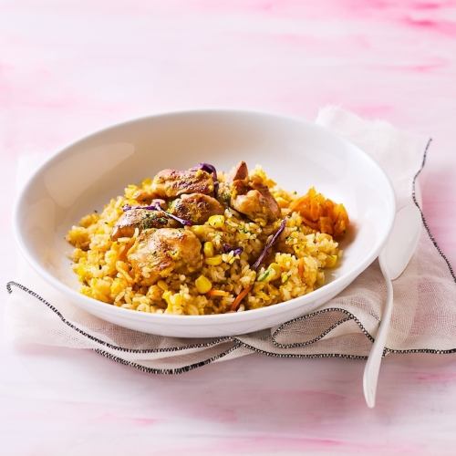 Shrimp Pilaf with Rich Shrimp Cream Sauce / Charcoal Grilled Chicken with Garlic Butter Pilaf