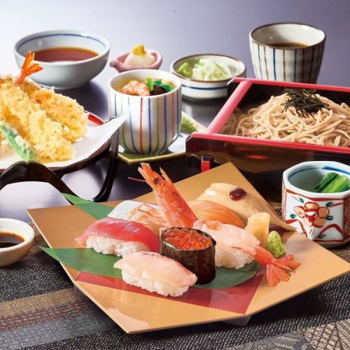 寿司天ざるそば和膳【7貫】