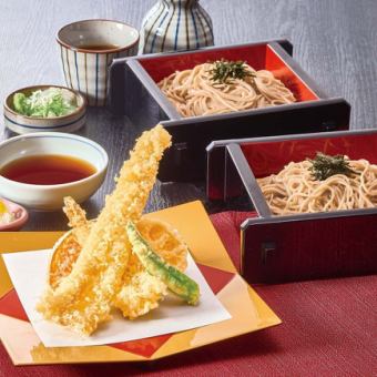 真あなご天ざるそば(二段)