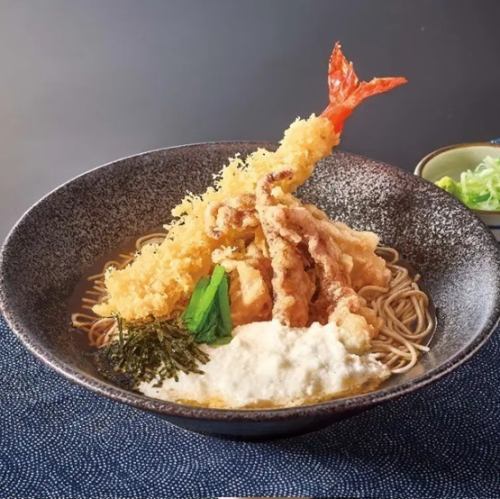 大海老といかゲソとろろそば