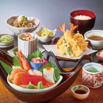 お刺身天ぷら定食 お得な茶碗蒸し付