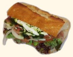 Prosciutto and mascarpone baguette sandwich