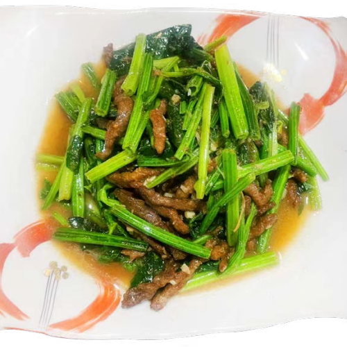 台湾サーチャジャン/牛肉とほうれん草炒め