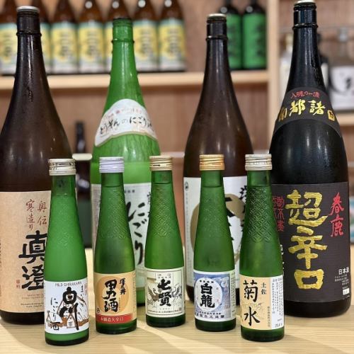日本酒の豊富な取り揃え。