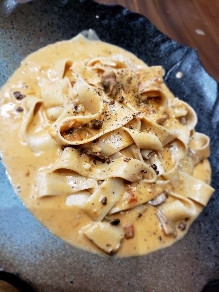 Italy! Cream pasta with porcini mushrooms